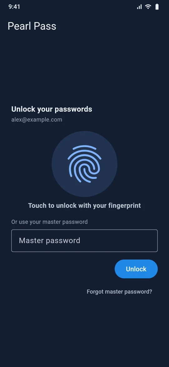 Unlock with your fingerprint, or your master password